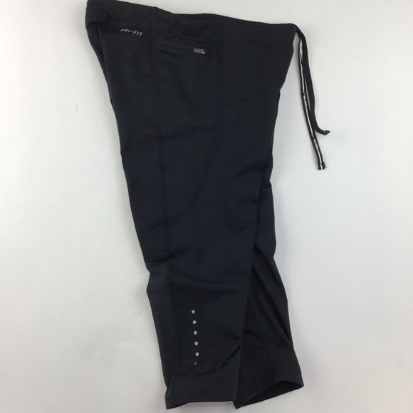 Nike Tech Capri womens leggings running XS black mesh pockets knee 3/4 mid rise - Picture 6 of 15